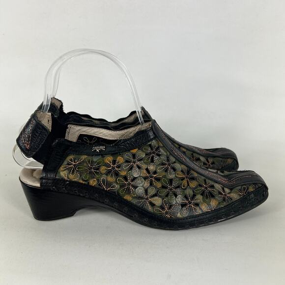 Pikolinos Slingback Sandals Women's 7.5 Multicolor Leather Floral Almond Toe - Picture 2 of 10